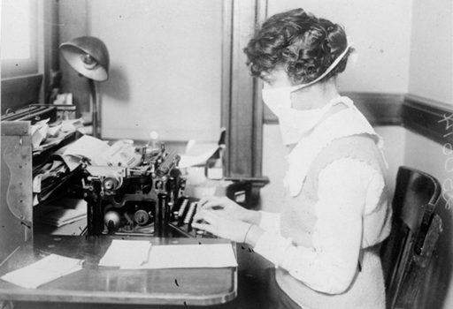 Influenza Pandemic Masked Typist