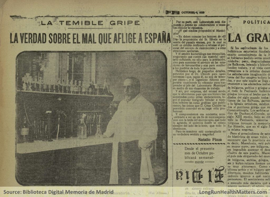 1918 Spanish Flu Inequality newspaper Madrid