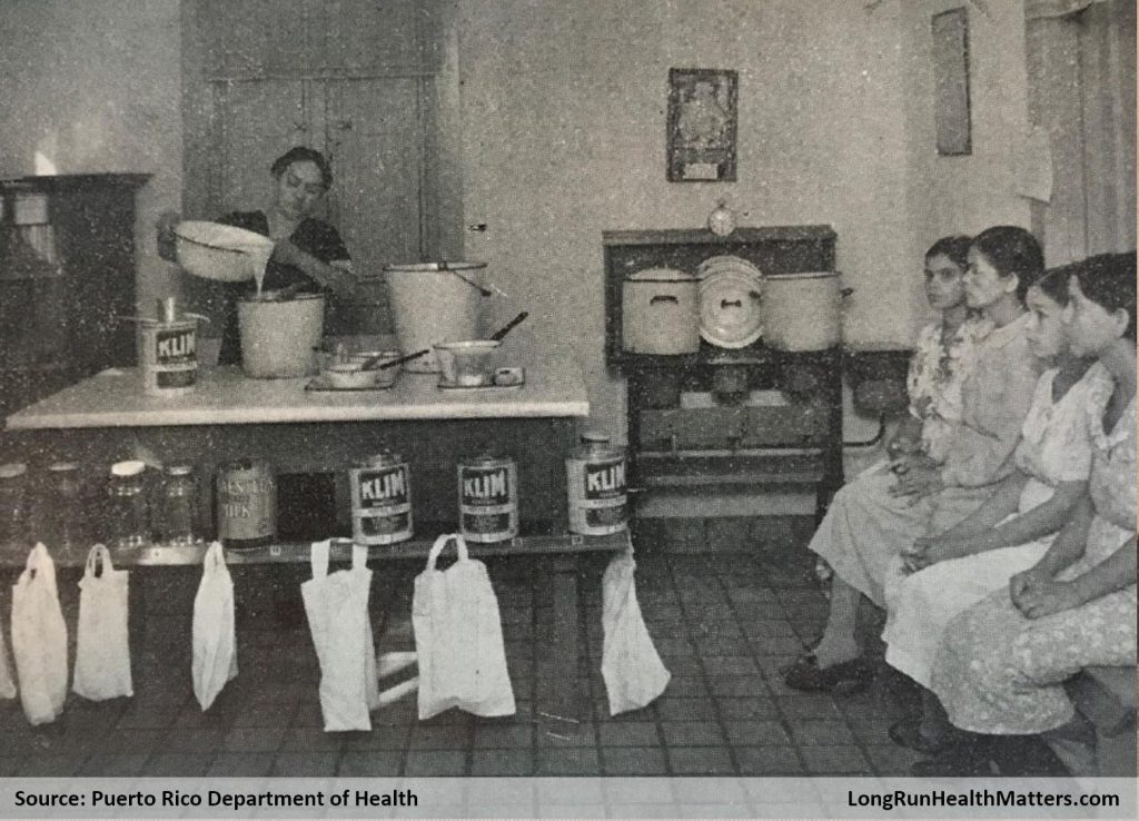 Instruction in the preparation of dehydrated milk - Puerto Rico Public Health Mortality Decline