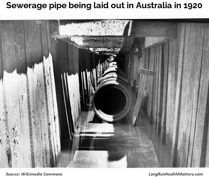 Sewerage pipe being laid out in Australia in 1920
